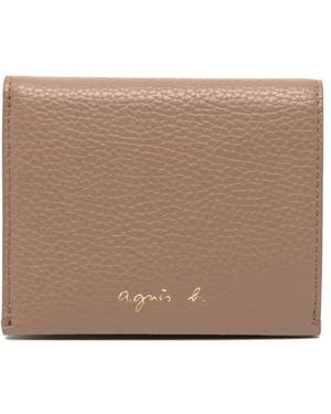 agnès b. Bi-Fold Leather Wallet - Brown