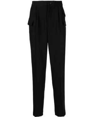 Hevò Tapered Flap-Pocket Trousers - Black