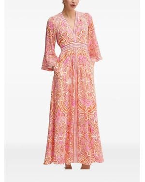 Hale Bob Printed V-Neck Maxi Dress - Pink