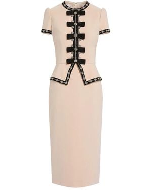 Jenny Packham Bisou Peplum-Detail Buttoned Dress - Natural