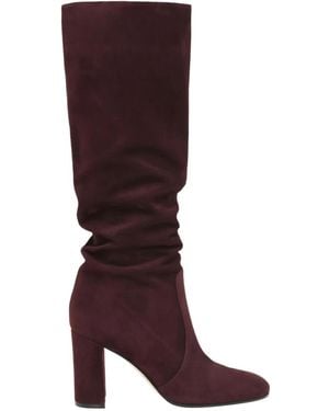 Gianvito Rossi 85Mm Glen Ruched Block-Heel Knee-High Boots - Red