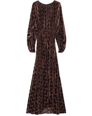 Lanvin Chevron-Pattern Maxi Dress - Brown