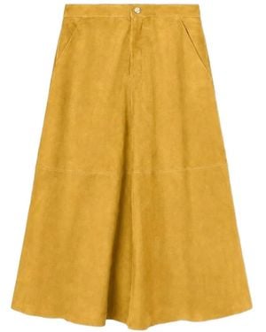RETORI Suede-Leather Midi Skirt - Yellow