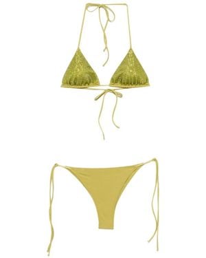 MC2 Saint Barth Rhinestone-Embellished Triangle Bikini - Metallic