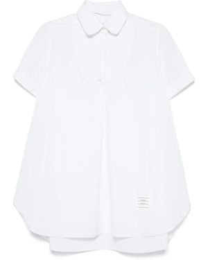 Thom Browne Popeline Tuniek Met Bies - Wit