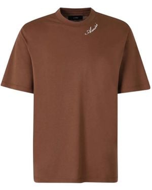 Amiri Logo-Embroidered T-Shirt - Brown