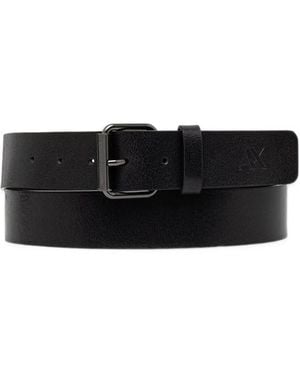 ARMANI EXCHANGE Logo-Debossed Buckle Belt - White