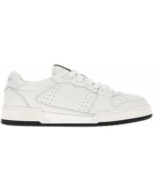 Fendi Leather Low-Top Match Sneakers - White