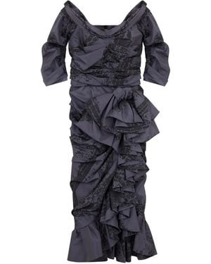 Moschino Robe Froncée À Volants - Blue