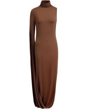 12 STOREEZ Draped One-Shoulder Maxi Dress - Brown