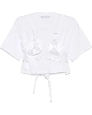 Pushbutton Cropped Oberteil - Weiß