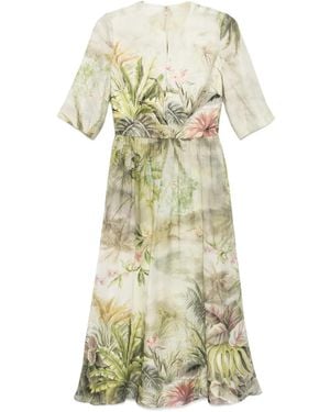 Elie Saab サファリプリント ドレス - ホワイト