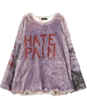 BARBARA BOLOGNA Faux-Fur Graphic-Print Sweater - Purple