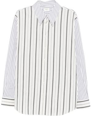 Saint Laurent Vertical-Stripe Long-Sleeve Shirt - White