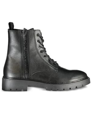 Calvin Klein Lace-Up Combat Boots - Black