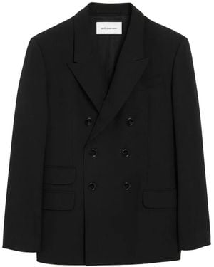 Ami Paris Blazer De Lana Con Doble Botonadura - Negro