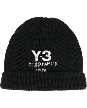 Y-3 Embroidered-logo beanie hat - Schwarz