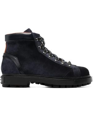 Santoni レースアップ スエードブーツ - ブラック
