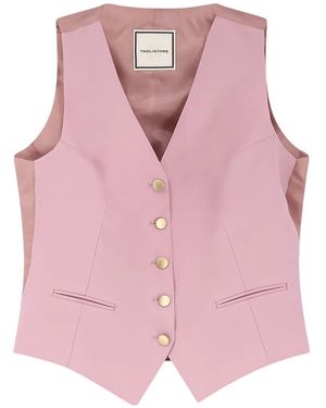 Tagliatore V-Neck Button Vest - Pink