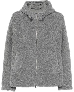 Herno Hooded Bouclé-Effect Coat - Grey