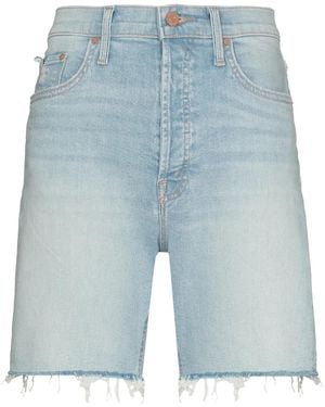Mother The Tripper Frayed-Edge Denim Shorts - Blue
