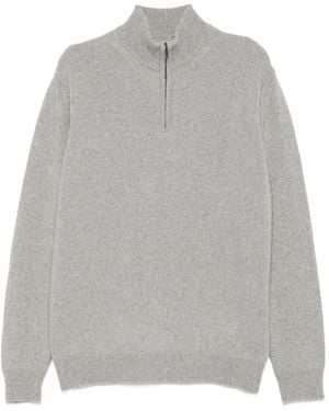 120% Lino Pullover mit Stehkragen - Grau