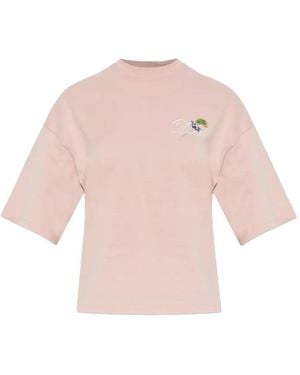 DIESEL T-Cropyn Embroidered-Logo T-Shirt - Pink
