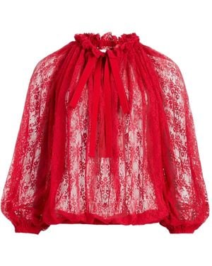 Patou Lace Drawstring Top - Red