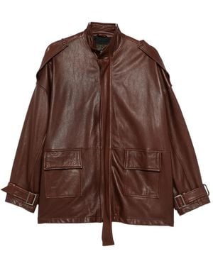 Giorgio Brato Leather Zip-Up Jacket - Brown