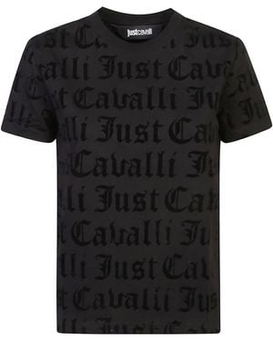Just Cavalli T-Shirt À Logo Floqué - Noir