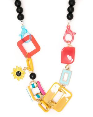 Amir Slama Floral-Appliqué Contrast Necklace - Metallic