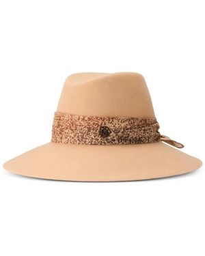 Maison Michel Kate Leopard-Print Wool Hat - Natural