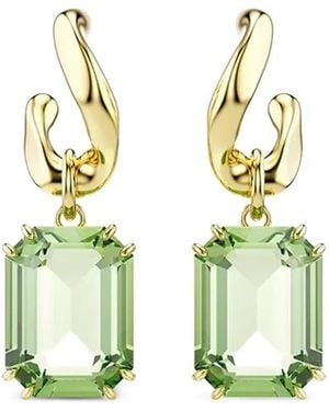 Swarovski Ohrringe Mit Achteckigem Schliff - Grün