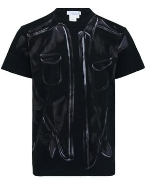 JUNTAE KIM Artisanal Petal Corset Shirt Cotton T-Shirt - Black
