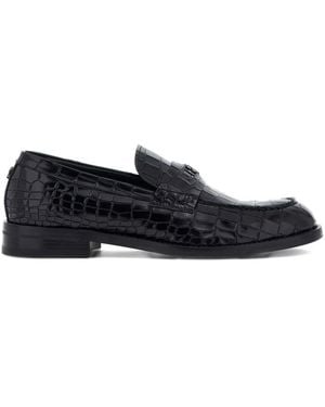 Roberto Cavalli Crocodile-Embossed Loafers - Black