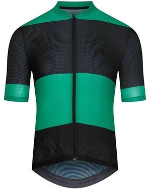 Café du Cycliste Gestreifte Fahrradweste Mit Reißverschluss - Grün