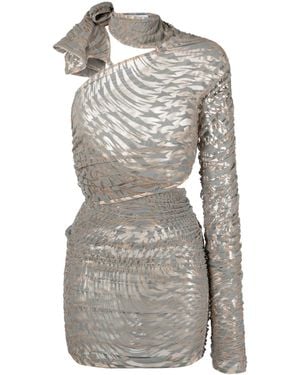 Mugler Star Mesh One-Shoulder Dress - Grey