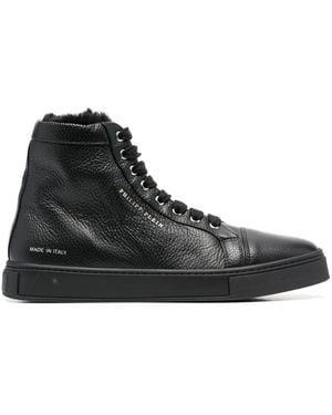 Philipp Plein Shearling Lined High-Top Sneakers - Black