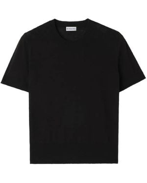 Burberry Check Panel Wool Silk Top - Black