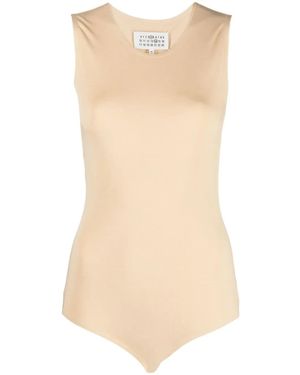 Maison Margiela Round-Neck Sleeveless Bodysuit - Natural