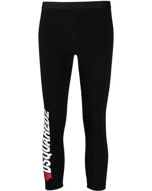 DSquared² Logo-Print Cropped Leggings - Black