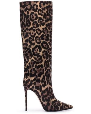 Le Silla Eva 120Mm Leopard-Print Satin Boots - Black