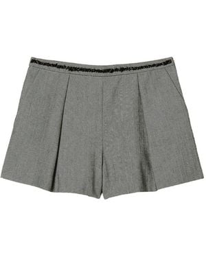 Twinset Chevron Wool Blend Shorts - Gray