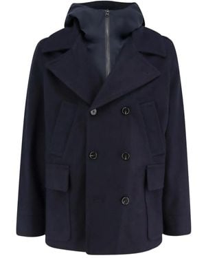 Paltò Single-Breasted Hooded Jacket - Blue