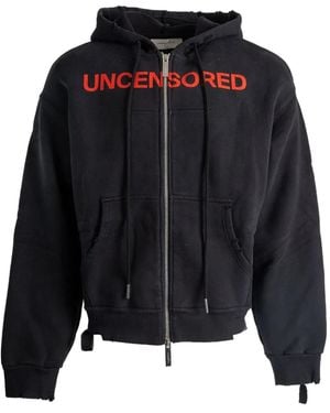MATIERES FECALES Hooded Zip-Up Jacket - Black