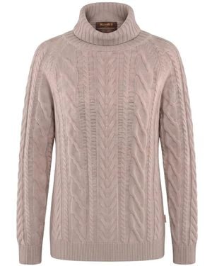 Moorer Cable-Knit Roll-Neck Sweater - Pink