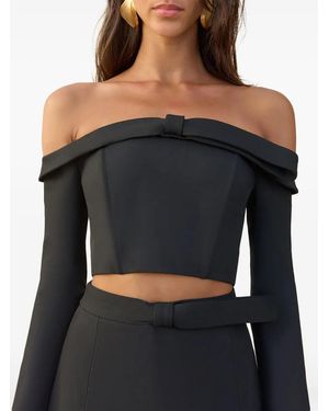 Cult Gaia Off-Shoulder Bow-Detailed Cropped Top - Black