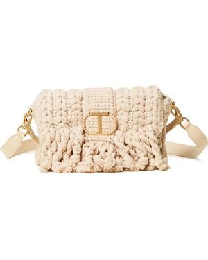 Twinset Braided Logo-Plaque Satchel - Natural