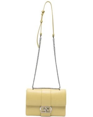 ARMANI EXCHANGE Logo-Buckle Leather Shoulder Bag - Metallic