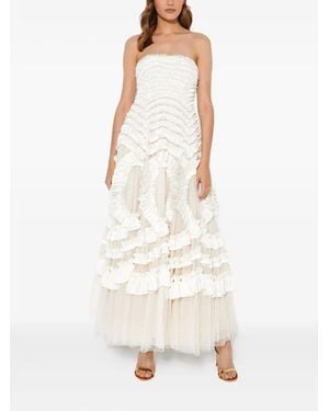 Needle & Thread Vestido de fiesta Hyacinth con volantes - Blanco